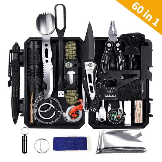 Emergency Survival Gear Kits 60 in 1 Outdoor Tool Box Set